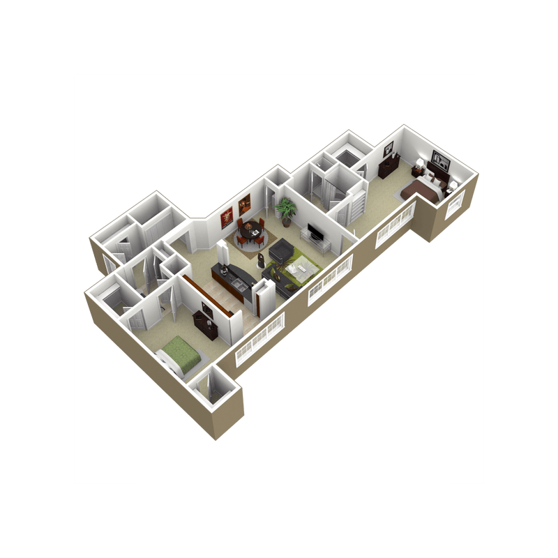 3000Sage - The Sage - 2 Bedroom 2 Bath - 3D